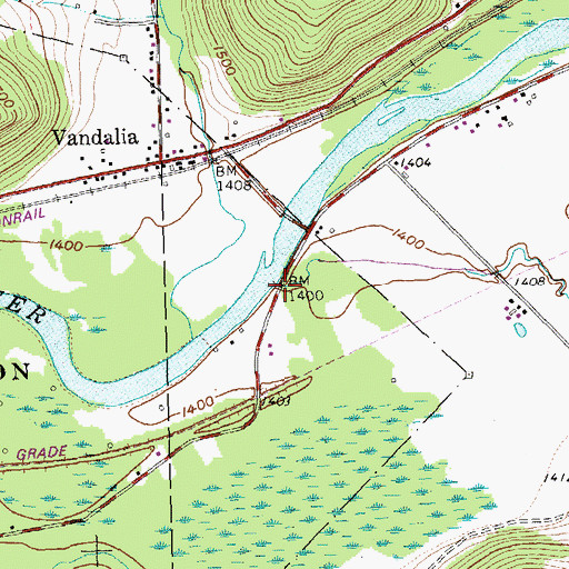 Topographic Map of Birch Run, NY