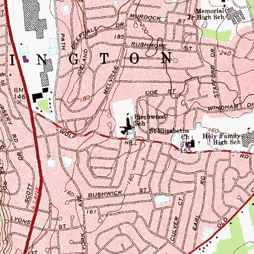 Topographic Map of Birchwood Intermediate School, NY