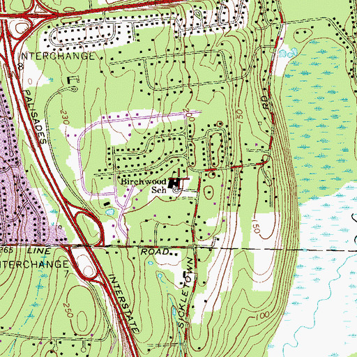 Topographic Map of Birchwood Elementary School, NY