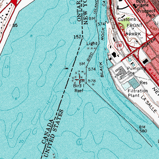 Topographic Map of Bird Island Reef, NY