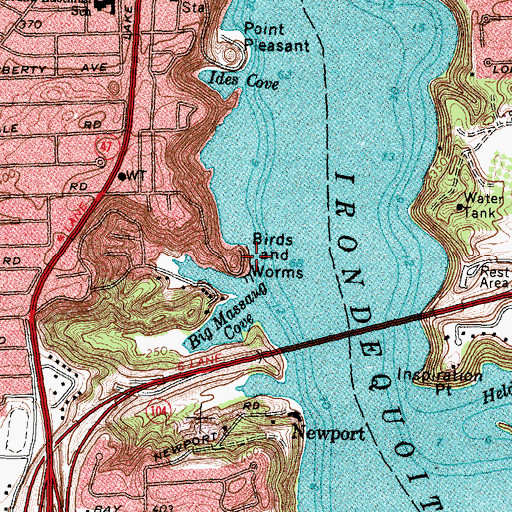 Topographic Map of Birds and Worms, NY