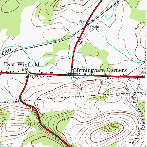 Topographic Map of Birmingham Corners, NY
