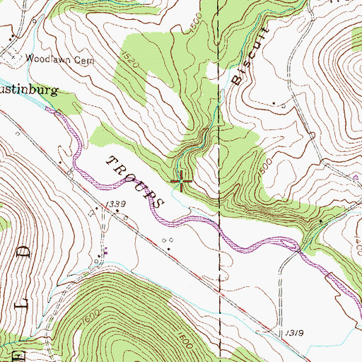 Topographic Map of Biscuit Hollow, PA