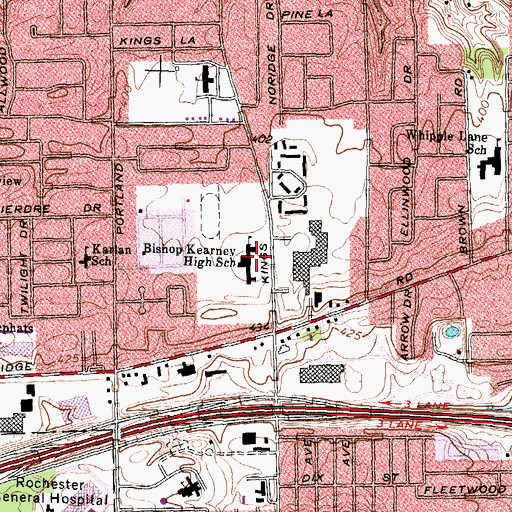 Topographic Map of Bishop Kearney High School, NY