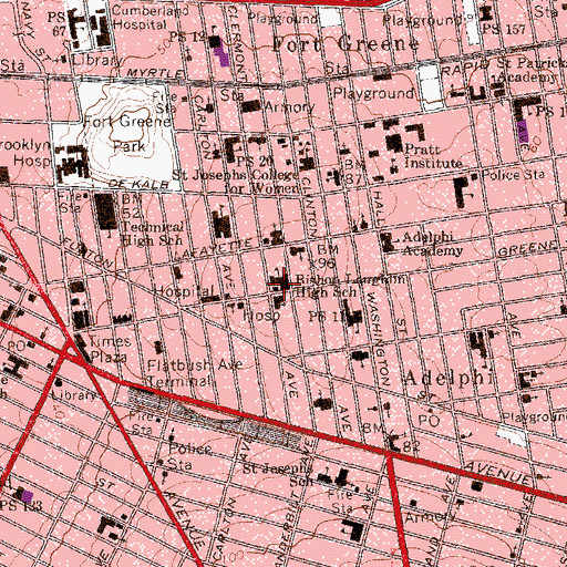 Topographic Map of Bishop Loughlin Memorial High School, NY