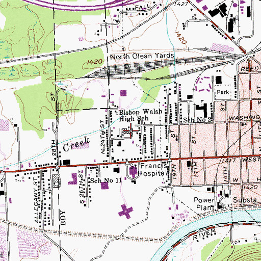 Topographic Map of Archbishop Walsh High School, NY