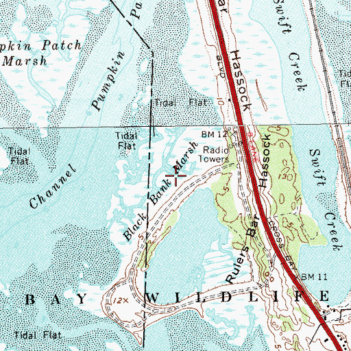 Topographic Map of Black Bank Marsh, NY