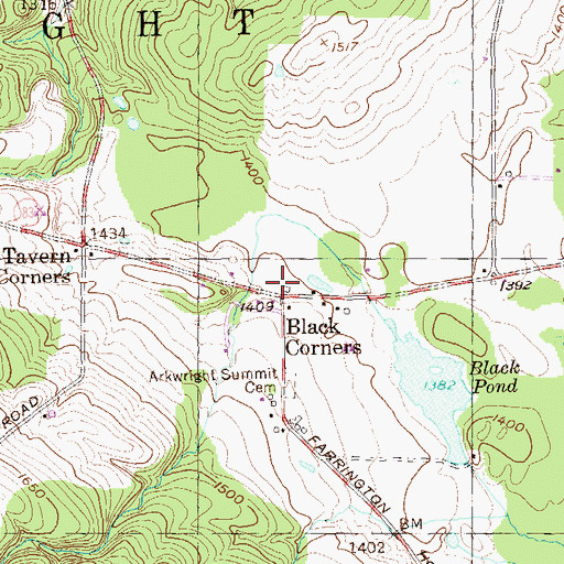 Topographic Map of Black Corners, NY