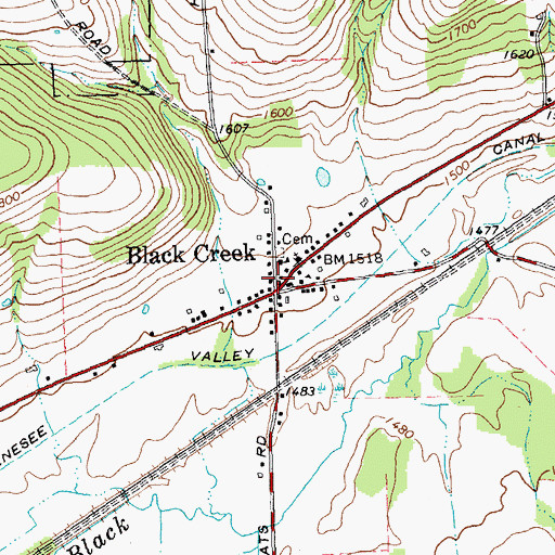 Topographic Map of Black Creek, NY