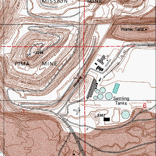 Topographic Map of Pima Mine, AZ