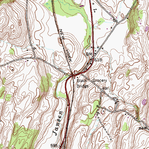 Topographic Map of Black Grocery Bridge, NY