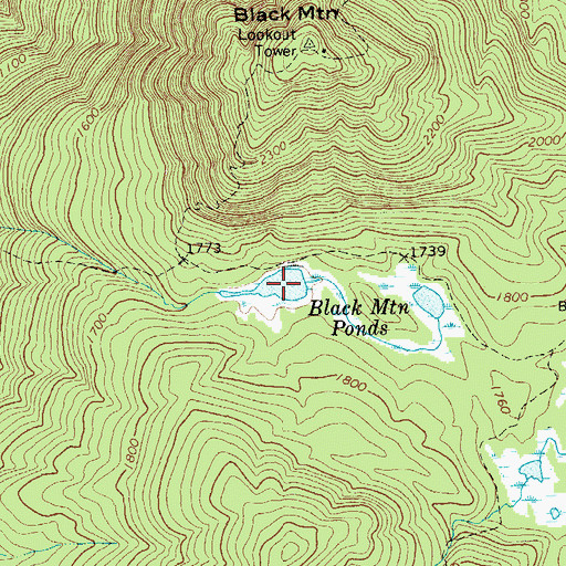 Topographic Map of Black Mountain Ponds, NY