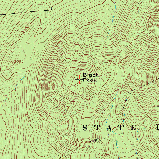 Topographic Map of Black Peak, NY