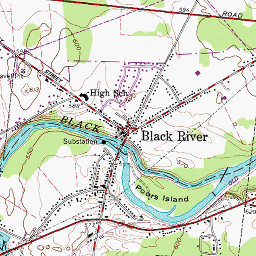 Topographic Map of Black River, NY