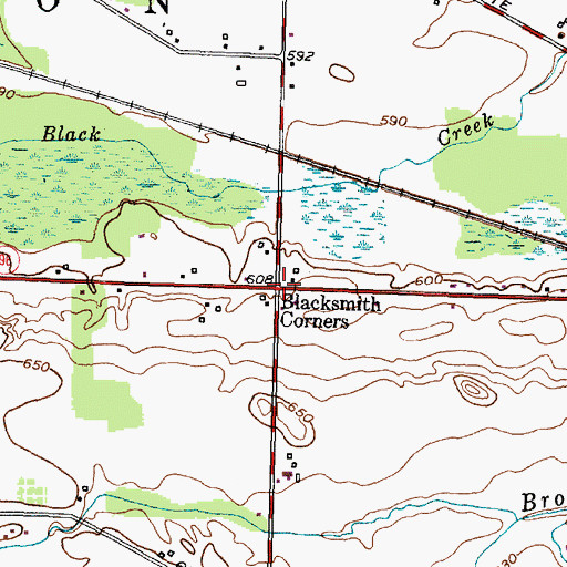 Topographic Map of Blacksmith Corners, NY