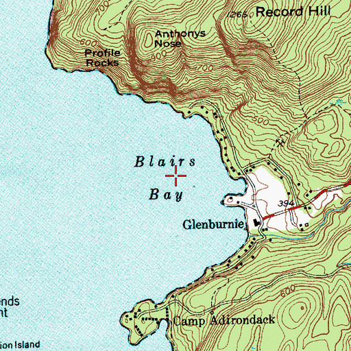 Topographic Map of Blairs Bay, NY