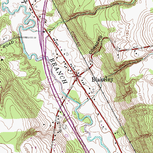 Topographic Map of Blakeley, NY