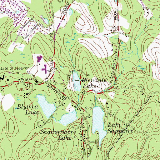 Topographic Map of Blendale Lake, NY