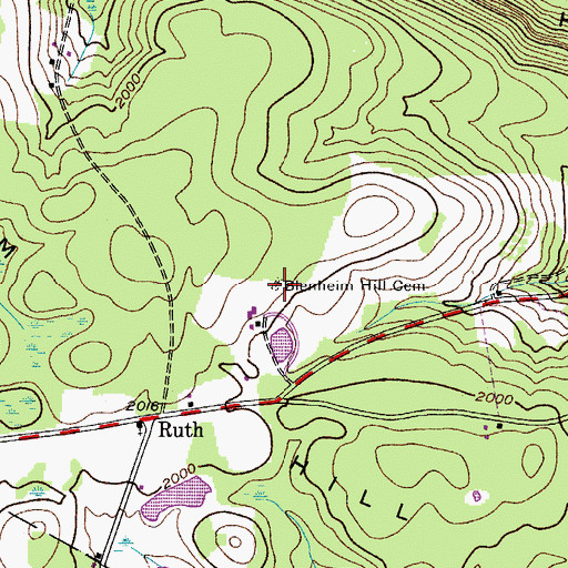 Topographic Map of Blenheim Hill Cemetery, NY