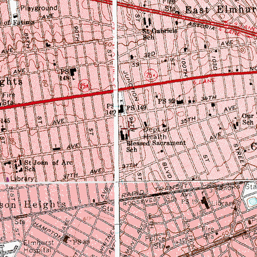 Topographic Map of Blessed Sacrament School (historical), NY