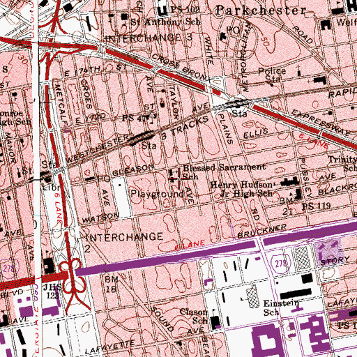 Topographic Map of Blessed Sacrament School, NY