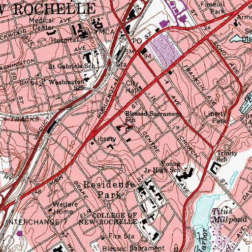 Topographic Map of Blessed Sacrament School, NY
