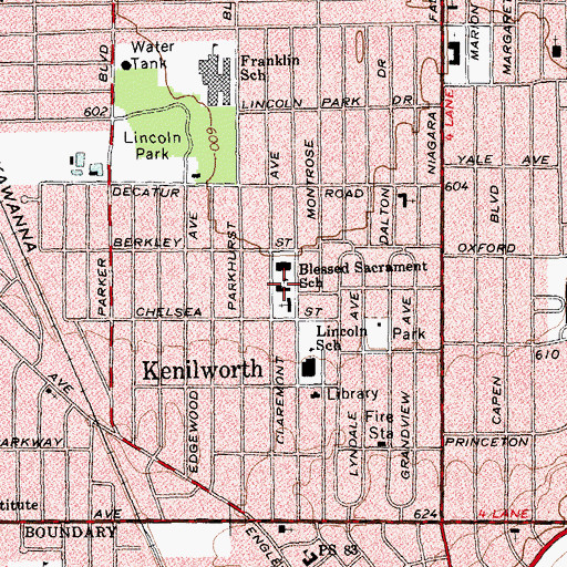 Topographic Map of Blessed Sacrament School, NY
