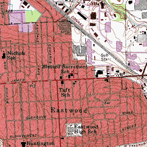 Topographic Map of Blessed Sacrament School, NY