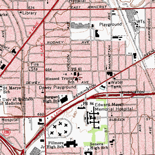 Topographic Map of Blessed Trinity School, NY