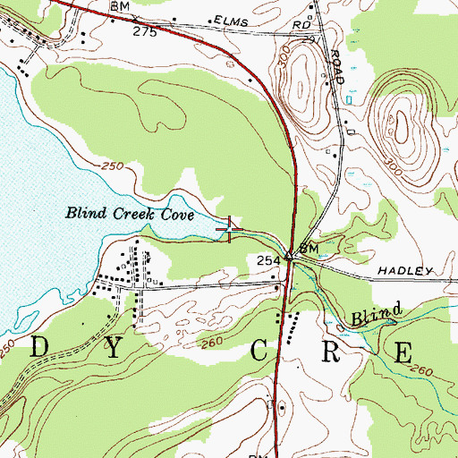 Topographic Map of Blind Creek, NY