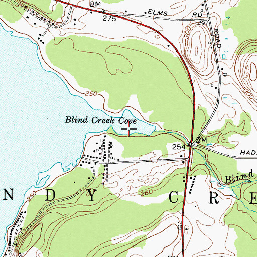Topographic Map of Blind Creek Cove, NY