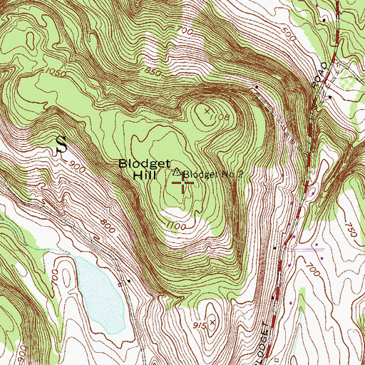 Topographic Map of Blodget Hill, NY