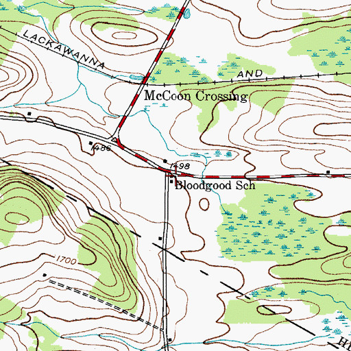 Topographic Map of Bloodgood School, NY