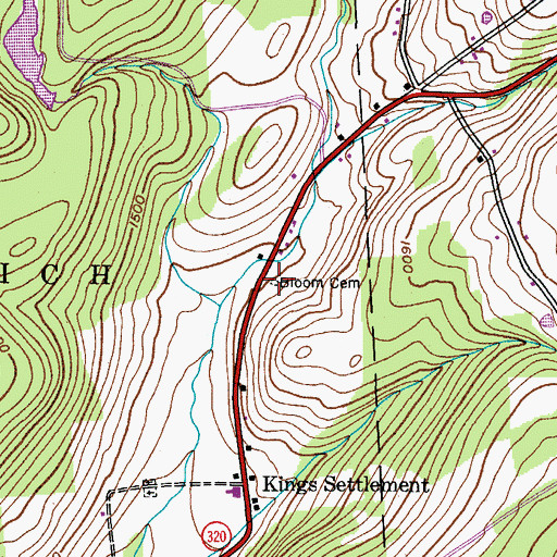 Topographic Map of Bloom Cemetery, NY