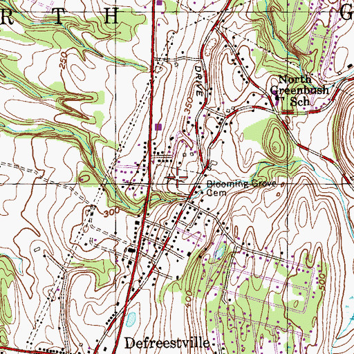 Topographic Map of Blooming Grove Cemetery, NY