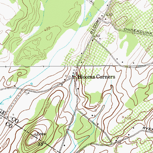 Topographic Map of Blooms Corners, NY