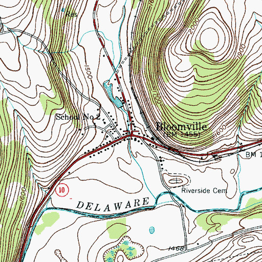 Topographic Map of Bloomville, NY