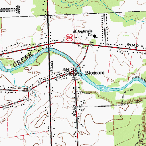 Topographic Map of Blossom, NY