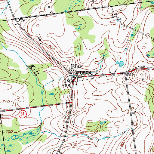 Topographic Map of Blue Corners, NY