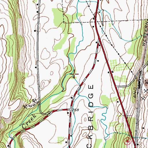 Topographic Map of Blue Creek, NY