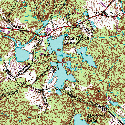 Topographic Map of Blue Heron Lake, NY