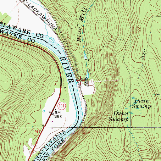 Topographic Map of Blue Mill Stream, NY