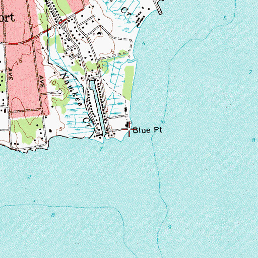 Topographic Map of Blue Point, NY