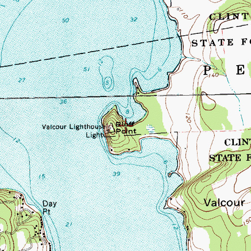 Topographic Map of Bluff Point, NY
