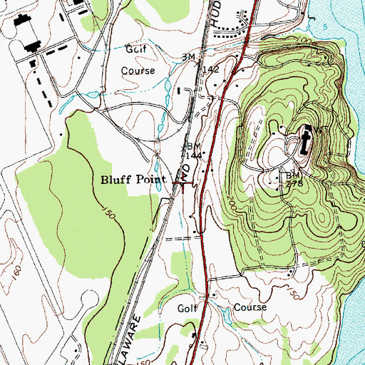 Topographic Map of Bluff Point, NY