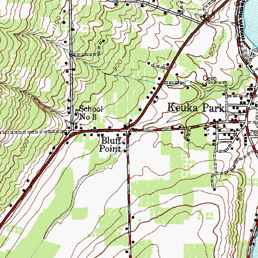 Topographic Map of Bluff Point, NY