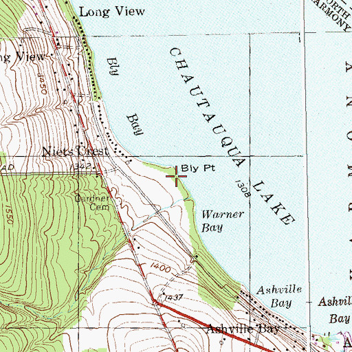 Topographic Map of Bly Point, NY