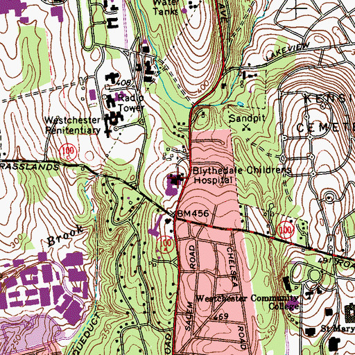Topographic Map of Blythedale Children's Hospital, NY