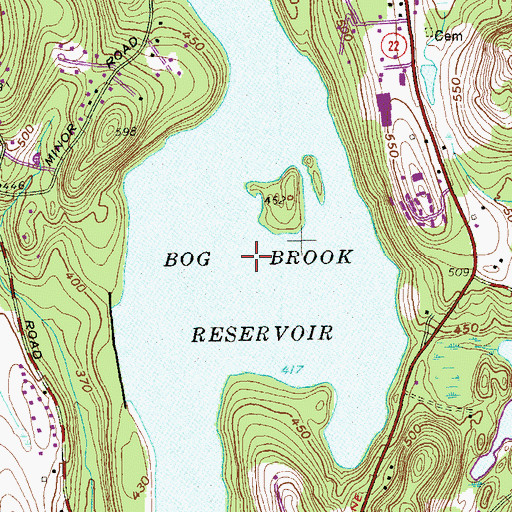Topographic Map of Bog Brook Reservoir, NY