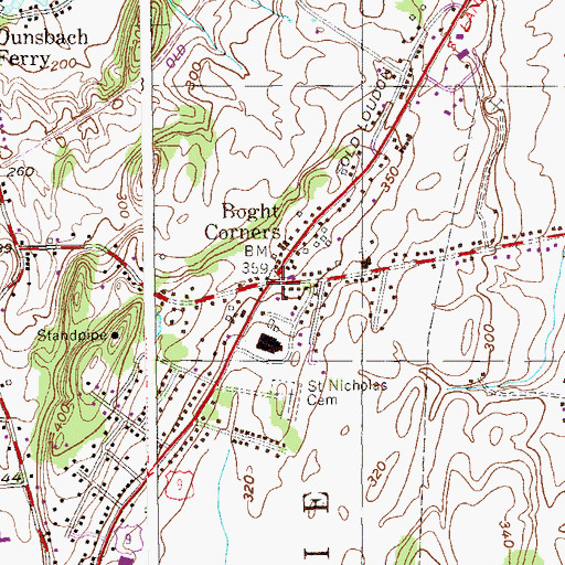 Topographic Map of Boght Corners, NY